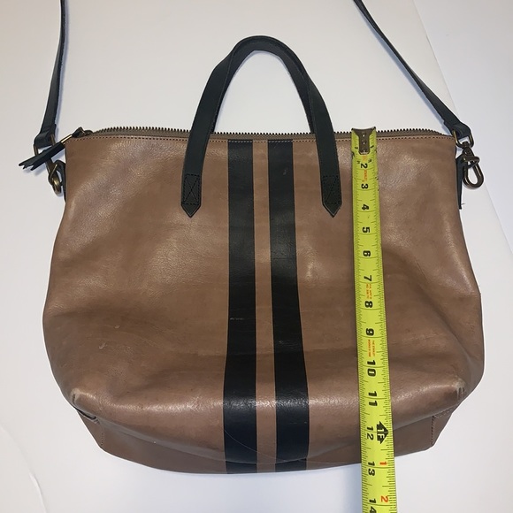 Madewell Tan Leather Crossbody Bag with Black Stripes - Picture 9 of 10